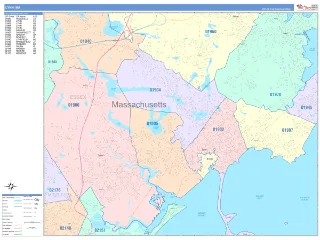 Lynn, MA ColorCast style ZIP Code wall map