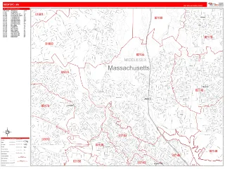Medford, MA RedLine style ZIP Code wall map