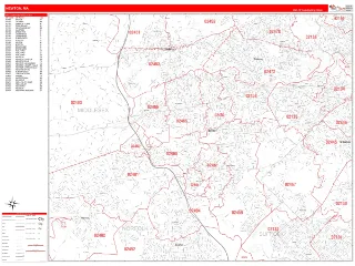 Newton, MA RedLine style ZIP Code wall map