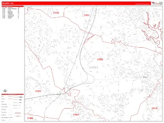Peabody, MA RedLine style ZIP Code wall map