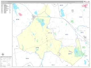 Taunton, MA Classic style ZIP Code wall map