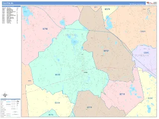 Taunton, MA ColorCast style ZIP Code wall map