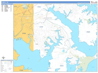 Dundalk, MD Business Reference style ZIP Code wall map