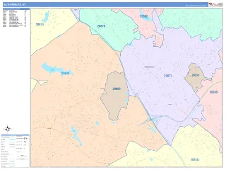 Gaithersburg, MD ColorCast style ZIP Code wall map