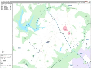 Germantown, MD Classic style ZIP Code wall map