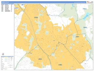 Rockville, MD Business Reference style ZIP Code wall map