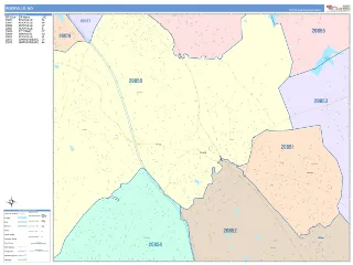 Rockville, MD ColorCast style ZIP Code wall map