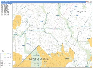 Silver Spring, MD Business Reference style ZIP Code wall map