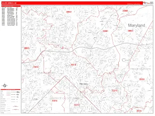Silver Spring, MD RedLine style ZIP Code wall map