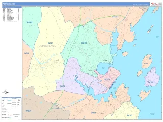 Portland, ME ColorCast style ZIP Code wall map