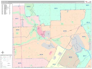 Dearborn, MI Classic style ZIP Code wall map