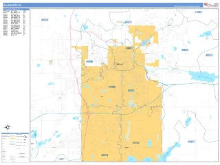 Kalamazoo, MI Business Reference style ZIP Code wall map