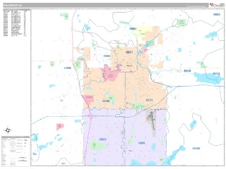 Kalamazoo, MI Classic style ZIP Code wall map