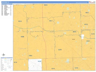 Southfield, MI Business Reference style ZIP Code wall map