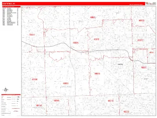 Southfield, MI RedLine style ZIP Code wall map
