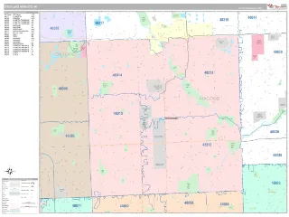 Sterling Heights, MI Classic style ZIP Code wall map
