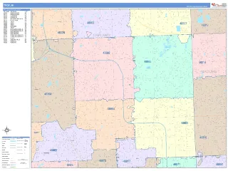 Troy, MI ColorCast style ZIP Code wall map