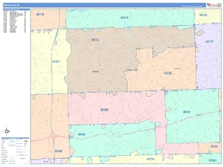 Westland, MI ColorCast style ZIP Code wall map