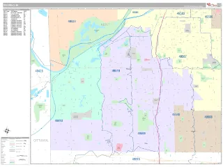 Wyoming, MI Classic style ZIP Code wall map