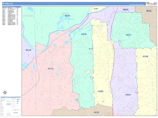 Wyoming, MI ColorCast style ZIP Code wall map