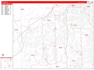 Wyoming, MI RedLine style ZIP Code wall map