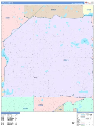 Apple Valley, MN ColorCast style ZIP Code wall map