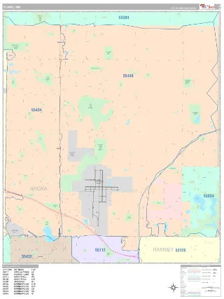 Blaine, MN Classic style ZIP Code wall map