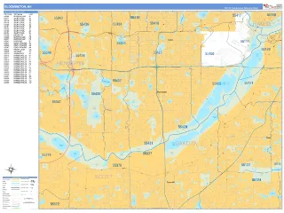 Bloomington, MN Business Reference style ZIP Code wall map