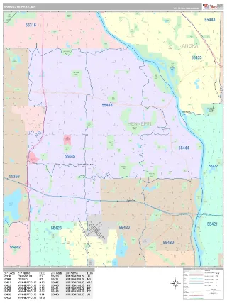 Brooklyn Park, MN Classic style ZIP Code wall map