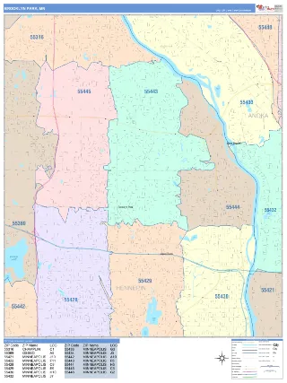 Brooklyn Park, MN ColorCast style ZIP Code wall map