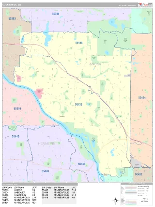 Coon Rapids, MN Classic style ZIP Code wall map