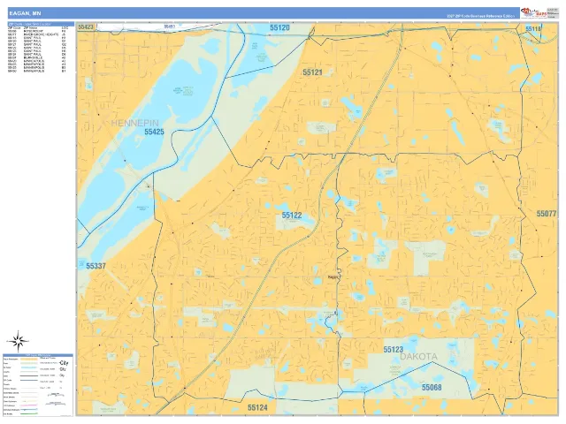 Eagan, MN ZIP Code Wall Map, Business Reference style