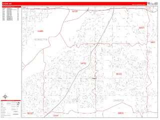Eagan, MN RedLine style ZIP Code wall map