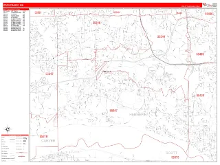 Eden Prairie, MN RedLine style ZIP Code wall map