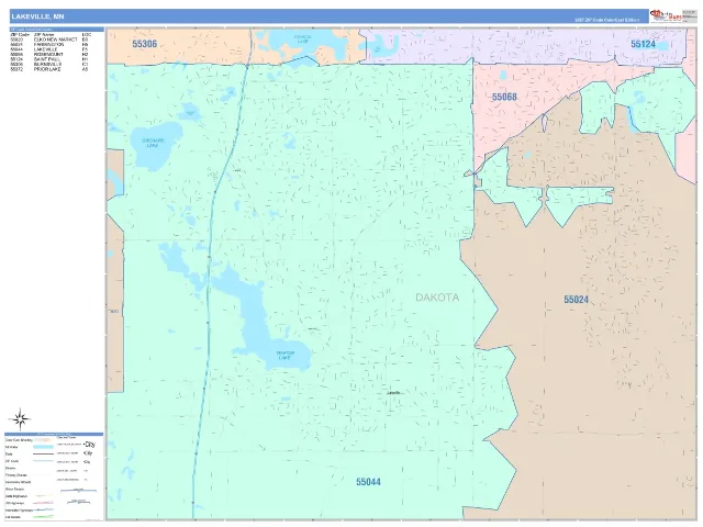 Lakeville, MN ZIP Code Wall Map, ColorCast style