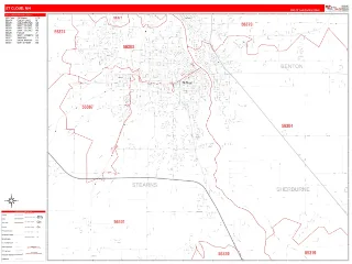St. Cloud, MN RedLine style ZIP Code wall map