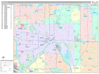 St Paul, MN Classic style ZIP Code wall map