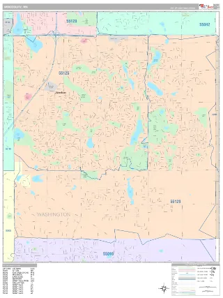 Woodbury, MN Classic style ZIP Code wall map