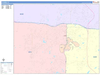 Columbia, MO ColorCast style ZIP Code wall map