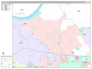 Florissant, MO Classic style ZIP Code wall map
