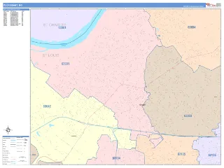 Florissant, MO ColorCast style ZIP Code wall map