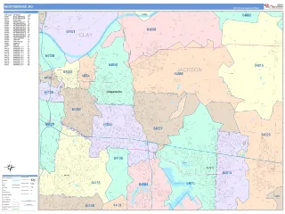 Independence, MO ColorCast style ZIP Code wall map