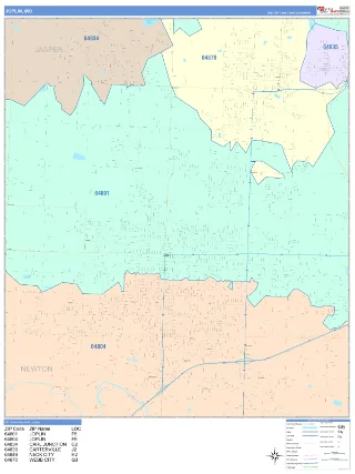 Joplin, MO ColorCast style ZIP Code wall map
