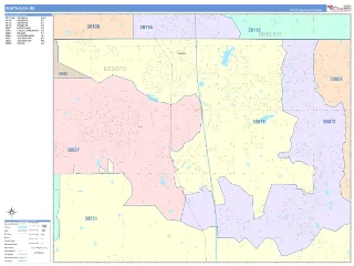 Southaven, MS ColorCast style ZIP Code wall map