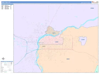 Great Falls, MT ColorCast style ZIP Code wall map
