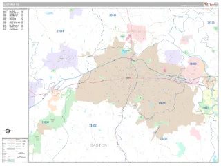 Gastonia, NC Classic style ZIP Code wall map