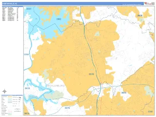 Huntersville, NC Business Reference style ZIP Code wall map