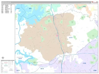 Huntersville, NC Classic style ZIP Code wall map
