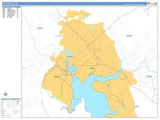 Jacksonville, NC Business Reference style ZIP Code wall map