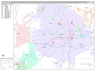 Winston Salem, NC Classic style ZIP Code wall map